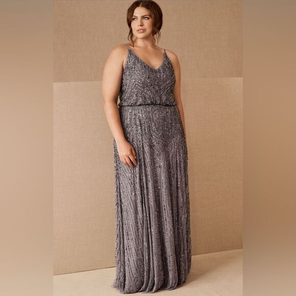BHLDN Dresses & Skirts - BHLDN Fidelia Beaded Maxi Dress/Gown‎ Sz 16 NWT
